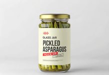 Free Pickled Asparagus Glass Jar Mockup PSD