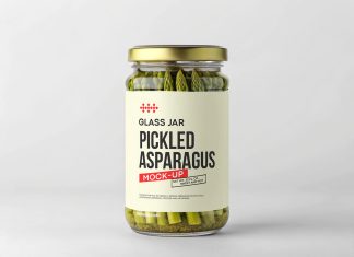 Free Pickled Asparagus Glass Jar Mockup PSD