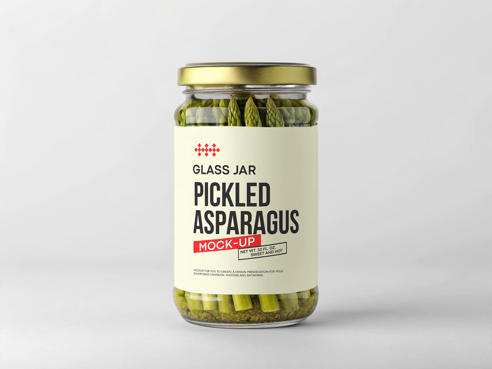 Free Pickled Asparagus Glass Jar Mockup PSD