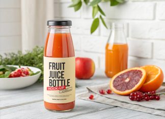Free Raspberry Orange Juice Mockup PSD