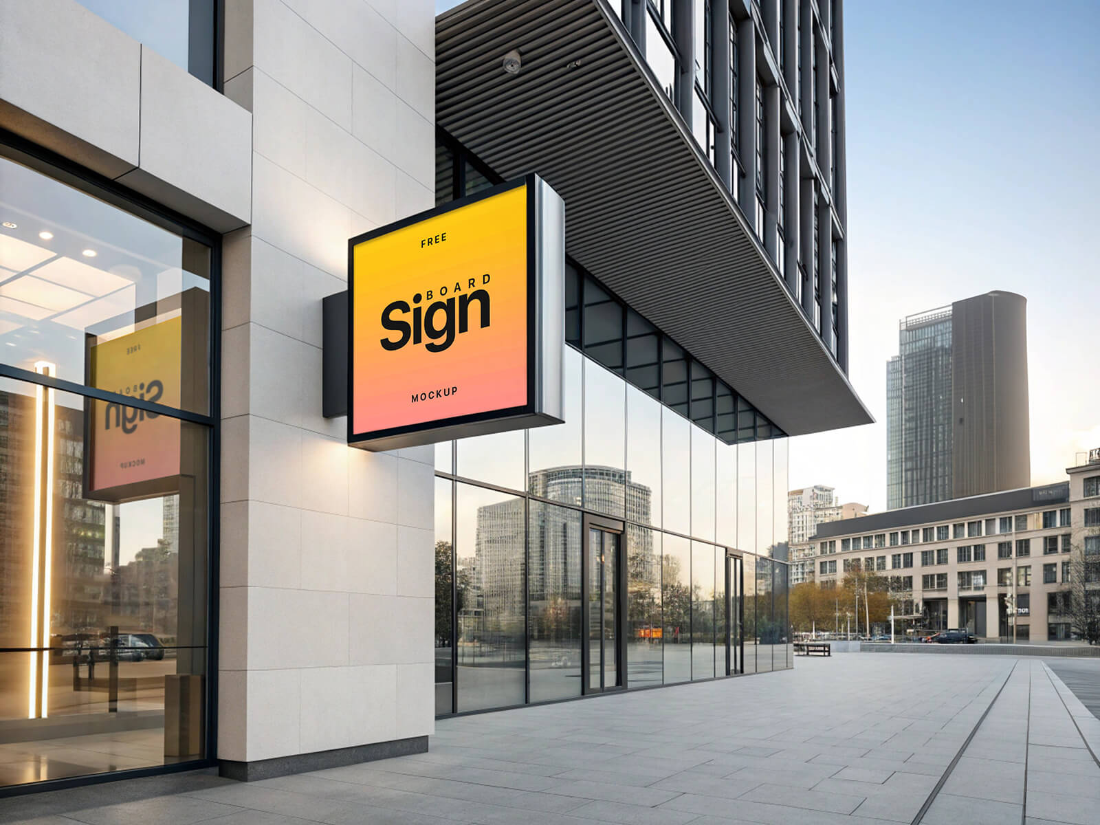 Free-Square-Signboard-Mockup