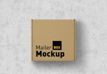 Free Top View Mailer Box Mockup PSD