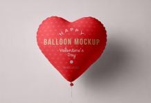 Free Valentines Day Heart Balloon Mockup PSD