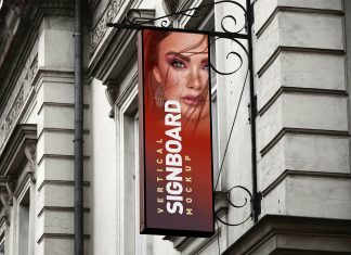 Free Vertical Sign Board Mockup PSD