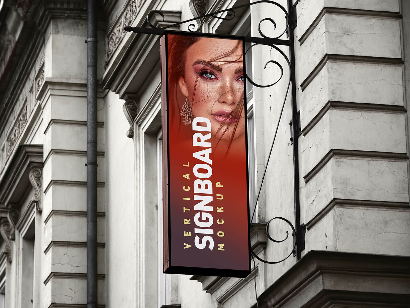 Free Vertical Sign Board Mockup PSD