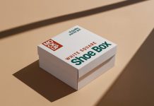 Free White Square Shoe Box Mockup PSD
