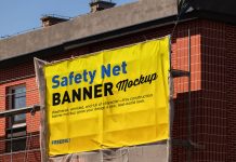 Free Wrinkled Safety Net Banner Mockup PSD
