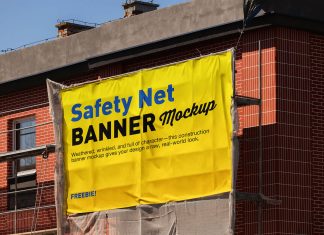 Free Wrinkled Safety Net Banner Mockup PSD