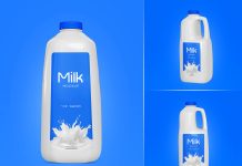Free 2 Liter Half Gallon Milk Plastic Jug Mockup PSD