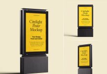 Free Citylight Mupi Poster Mockup PSD