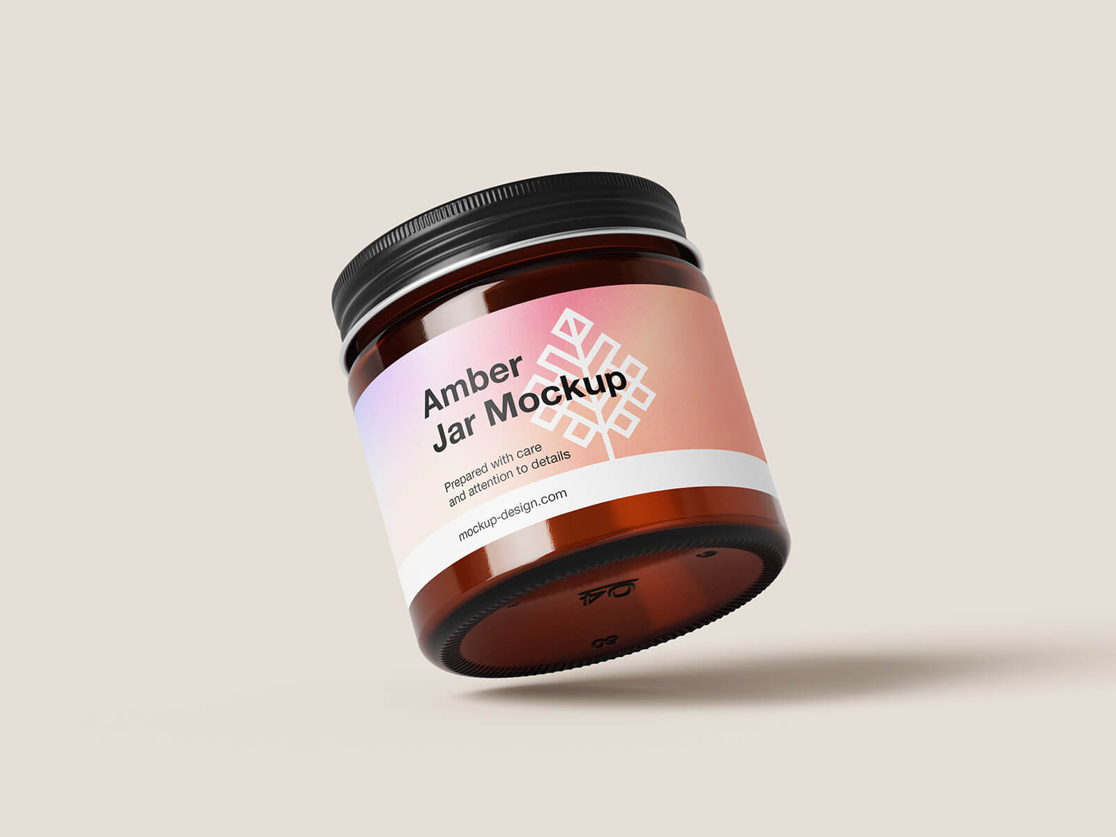 Free Amber Glass Cream Gel Jar Mockup PSD File
