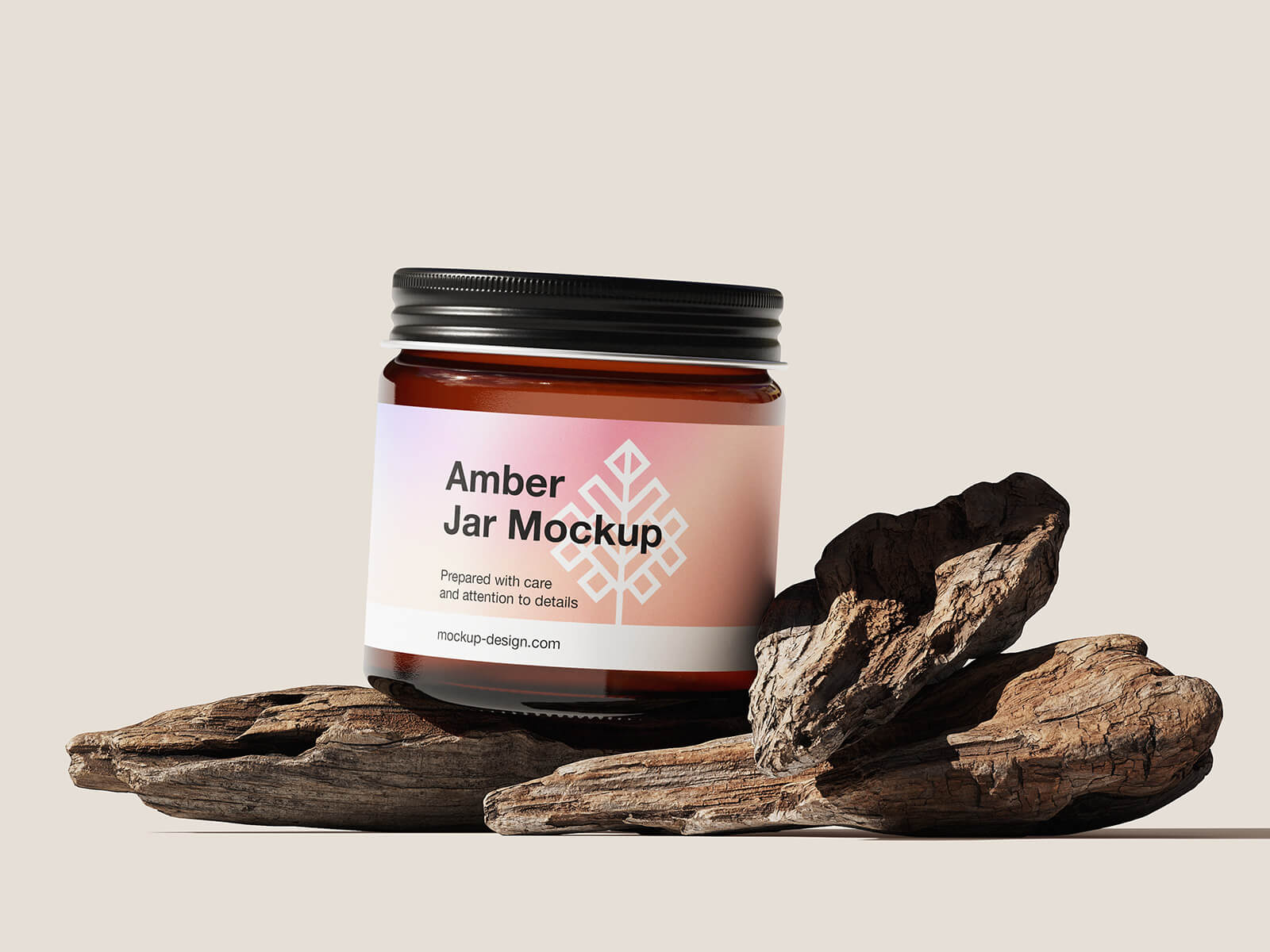 Free Amber Glass Cream Gel Jar Mockup PSD File