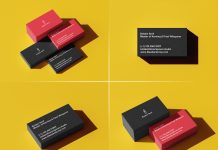 Free Stacked 3.5 x 2 Business Card Mockup PSD