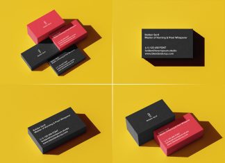 Free Stacked 3.5 x 2 Business Card Mockup PSD