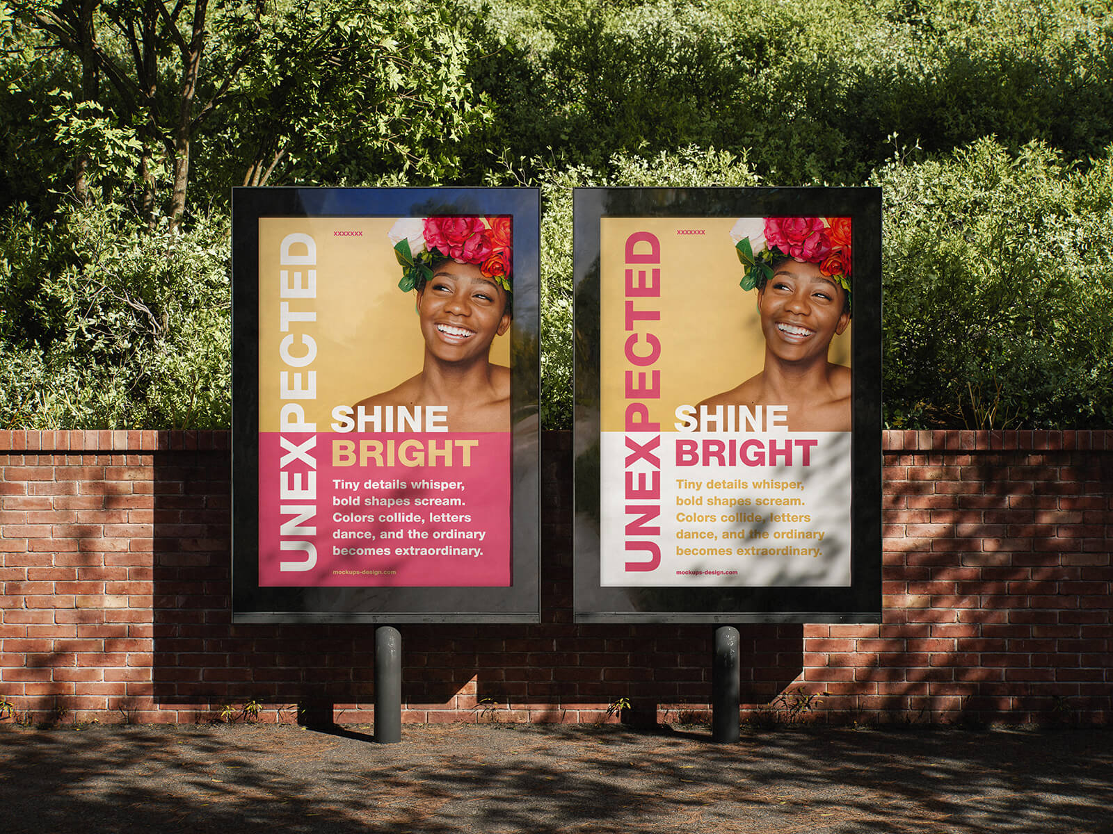 Free Lined-up Framed Mupi Posters Mockup
