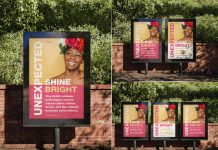 Free Lined-up Framed Mupi Posters Mockup