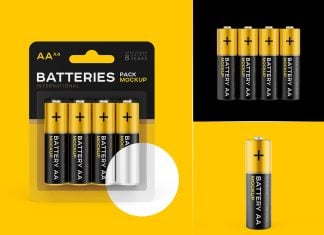 Free AA Battery Blistery Packaging Mockup PSD Set