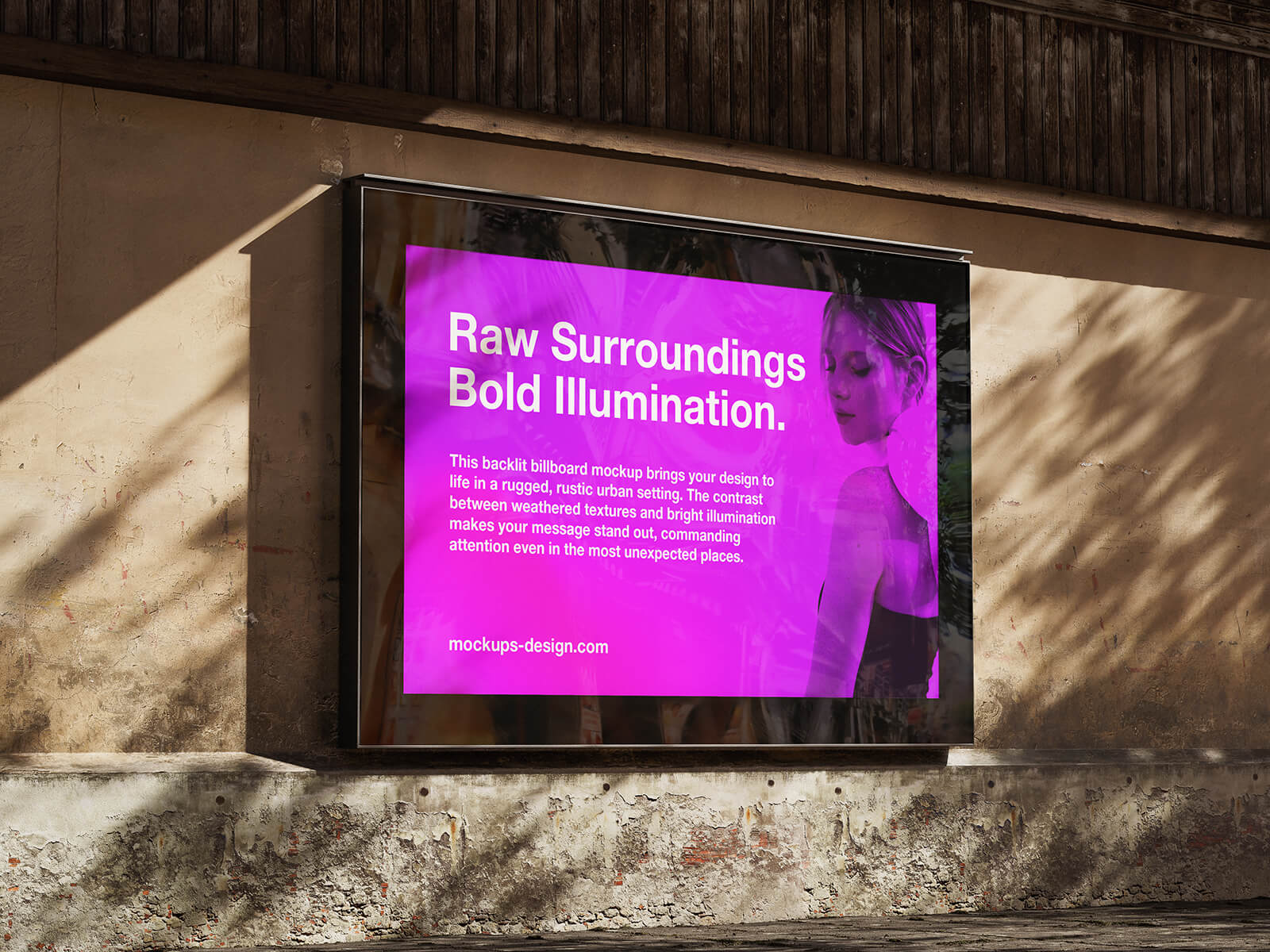 Free Backlit Urban Mounted Billboard Mockup PSD Set