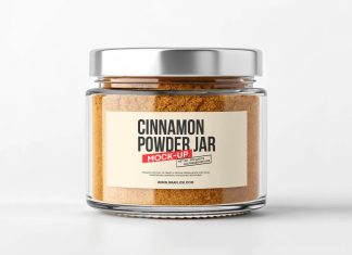Free Cinnamon Powder Glass Jar Mockup PSD