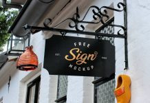 Free-Dutch-Restaurant-Black-Signboard-Mockup-PSD