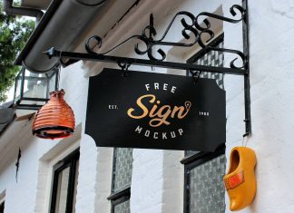 Free-Dutch-Restaurant-Black-Signboard-Mockup-PSD