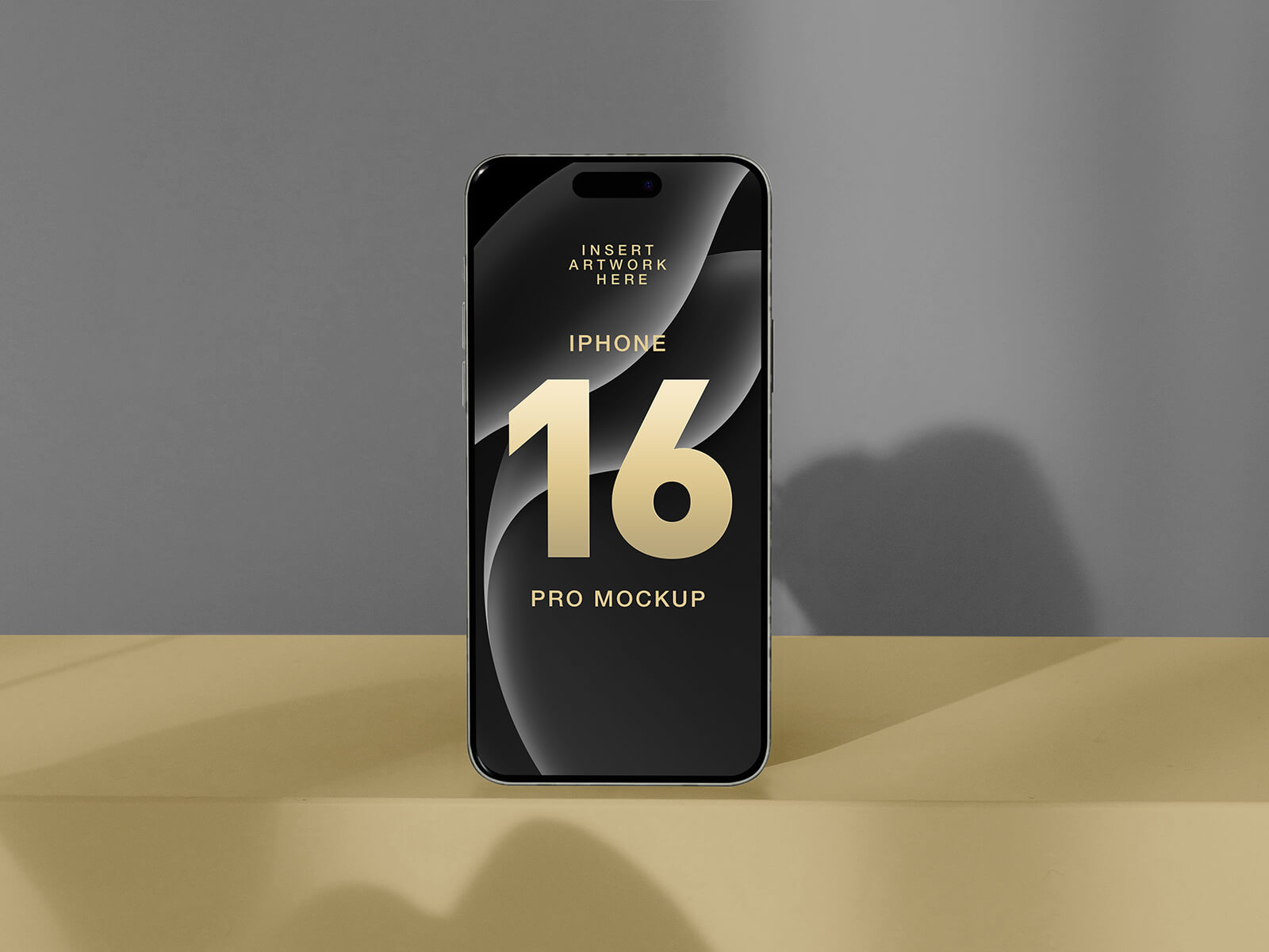 Free-Front-View-Standing-iPhone-16-Pro-Mockup-PSD