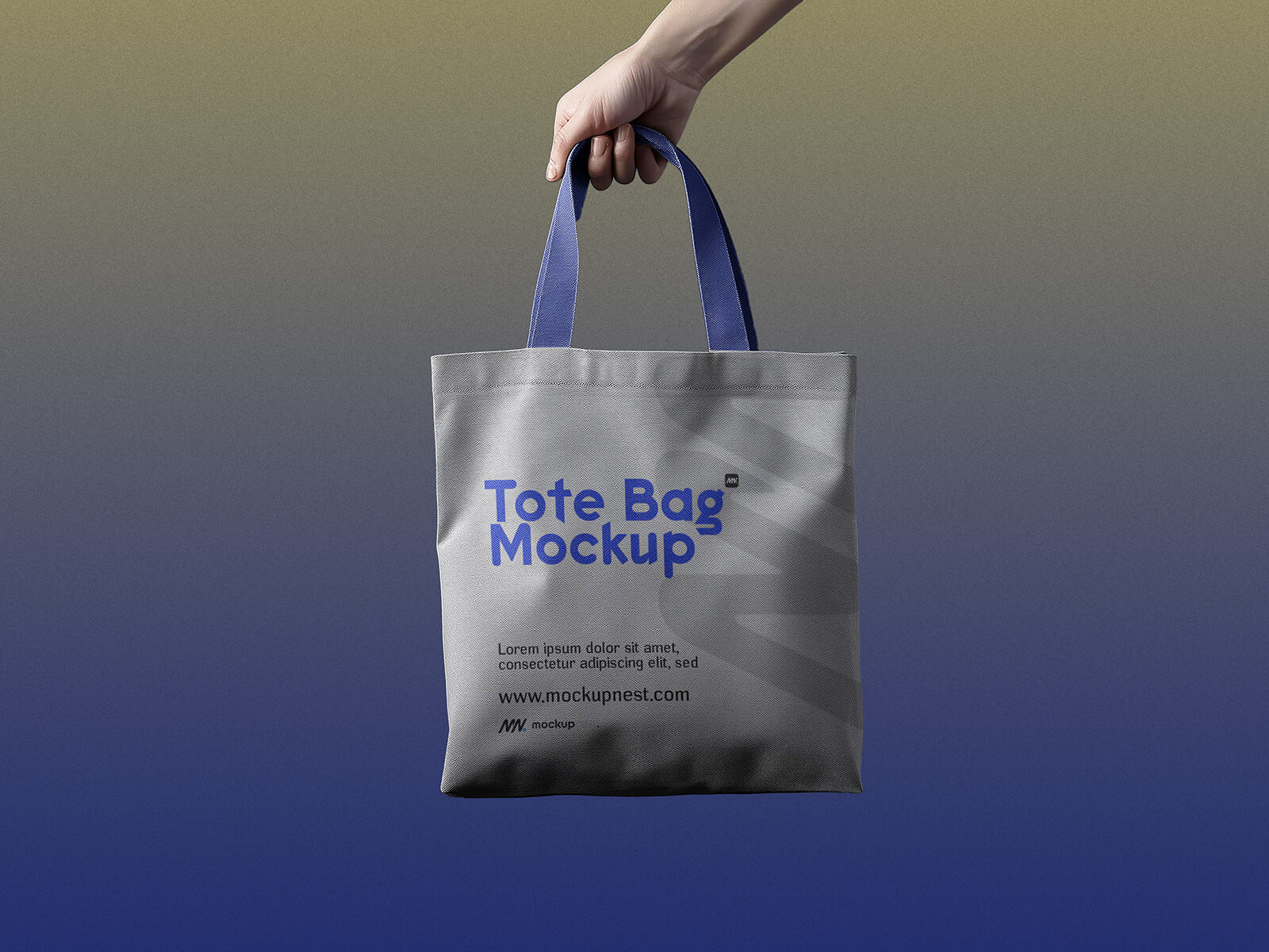 Free Hand Holding Tote Bag Mockup PSD