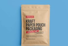 Free Kraft Paper Pouch Mockup PSD
