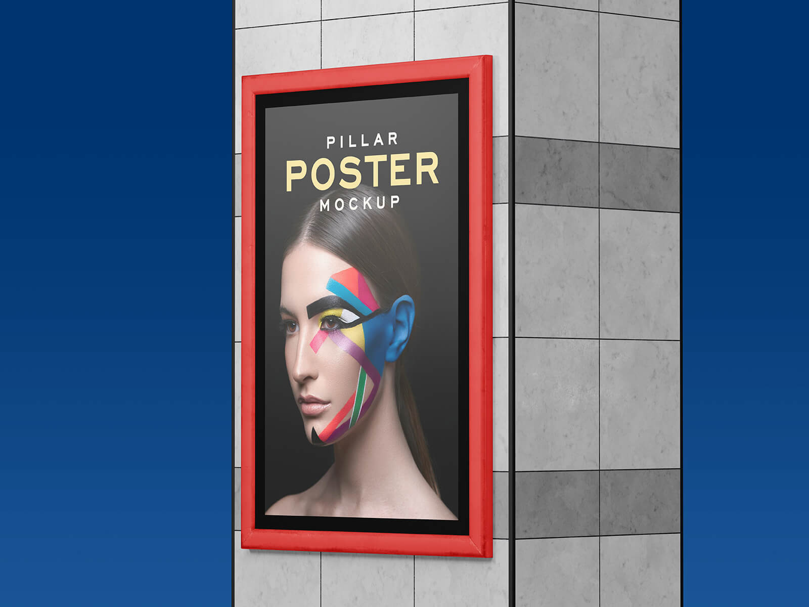 Free Pillar Framed Poster Mockup PSD