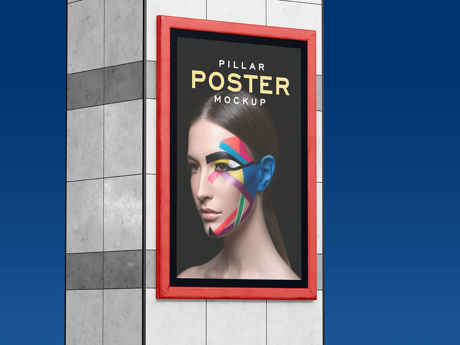 Free Pillar Framed Poster Mockup PSD