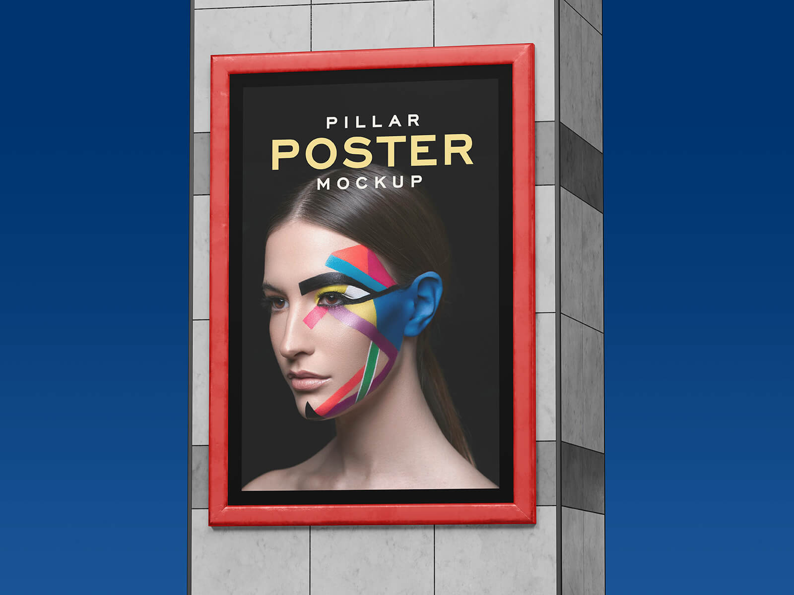 Free Pillar Framed Poster Mockup PSD