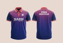 Free Strip Collar Polo T-Shirt Mockup PSD