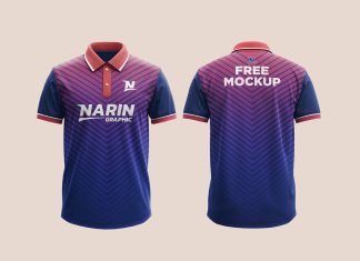 Free Strip Collar Polo T-Shirt Mockup PSD
