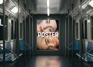 Free Subway Inside Train Advertising Poster Mockup PSD