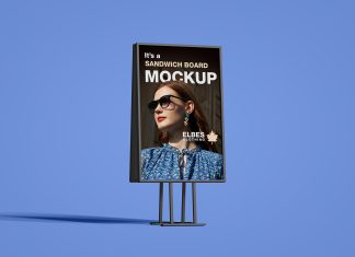 Free Tall Sandwich Board Poster A-Stand Mockup PSD