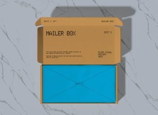 Free Top View Opened Mailer Box Mockup PSD