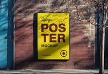 Free Vertical Street Wall Framed Poster Mockup PSD