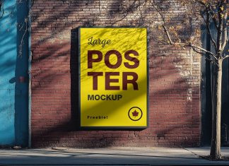 Free Vertical Street Wall Framed Poster Mockup PSD