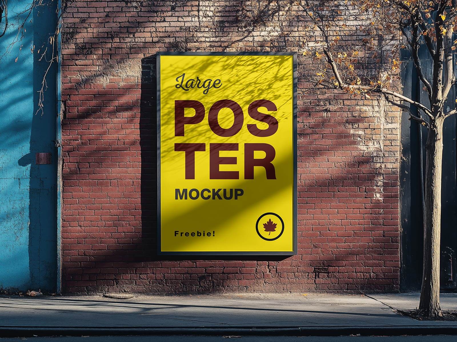 Free Vertical Street Wall Framed Poster Mockup PSD