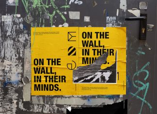 Free Teared Wheat Paste Poster Mockup PSD