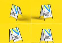 Free Metal Frame A-Frame Stand Mockup PSD