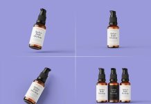 Free Airless Pump Bottle Mockup PSD