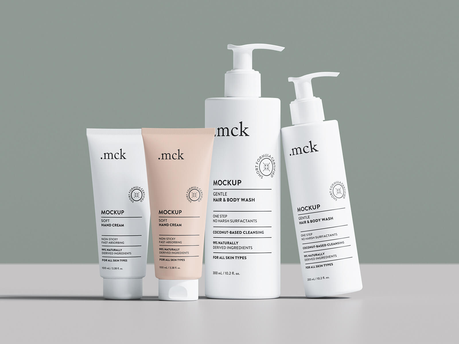 Free Cosmetic Beauty Product Lineup Mockup PSD