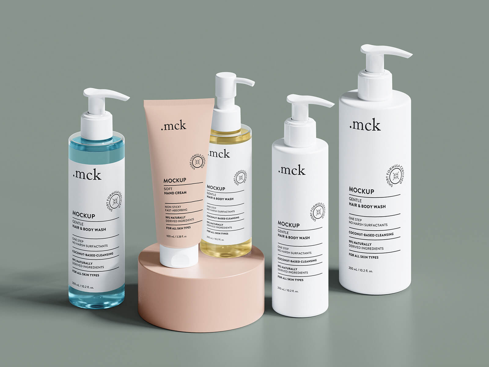 Free Cosmetic Beauty Product Lineup Mockup PSD