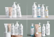 Free Cosmetic Beauty Product Lineup Mockup PSD