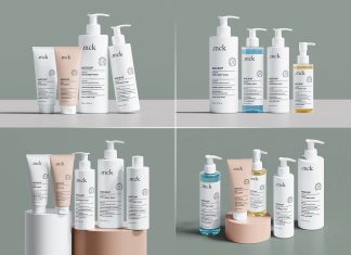 Free Cosmetic Beauty Product Lineup Mockup PSD