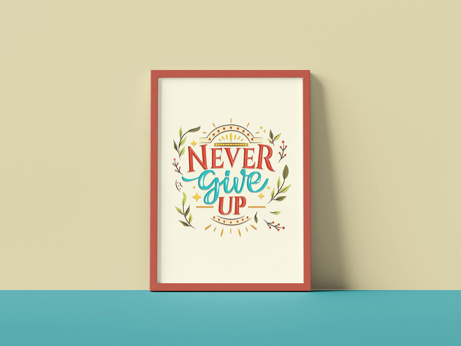 Free Poster Frame Mockups For Typography, Calligraphy & Painting