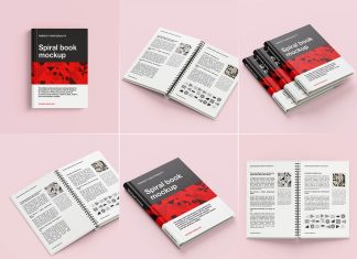 Free Hardcover Spiral-Bound Book Mockup PSD