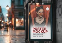 Free Bus Stop Mupi Poster Mockup PSD