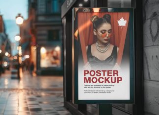 Free Bus Stop Mupi Poster Mockup PSD